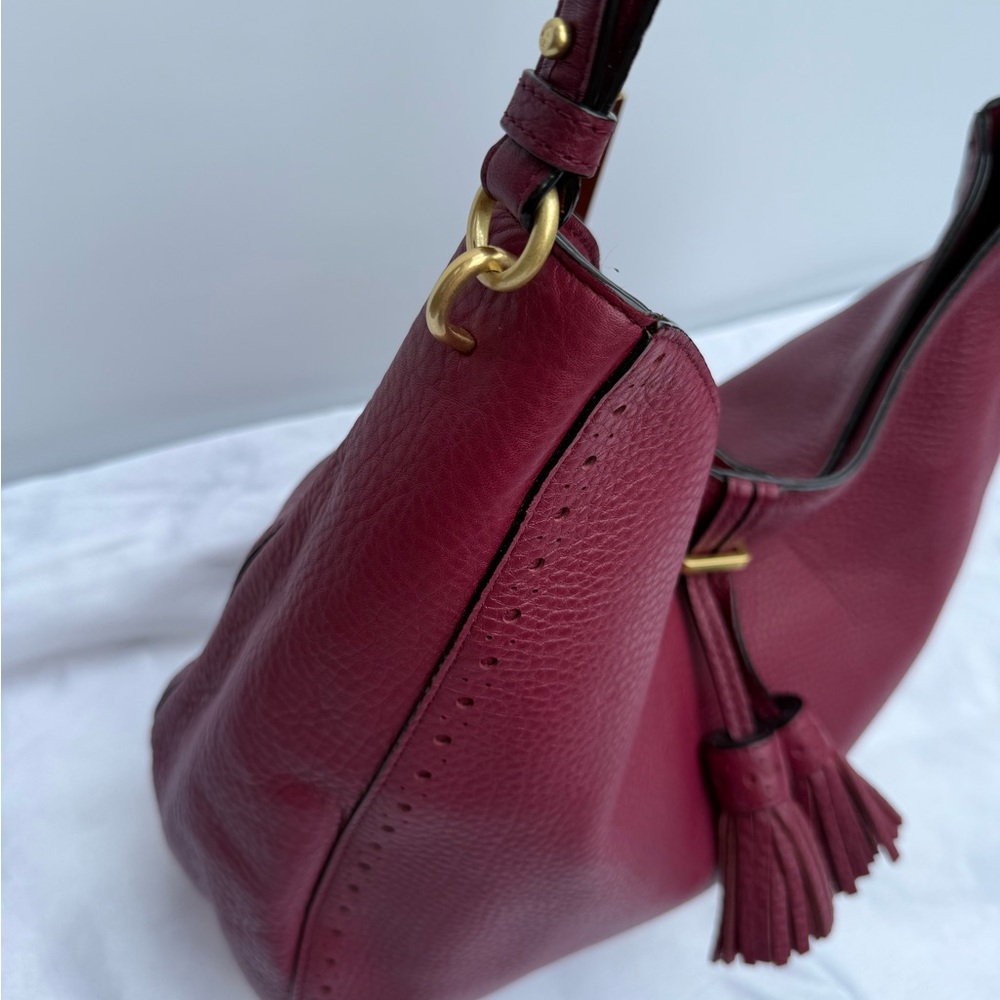 Kate Spade James Street Mason Large Merlot Cow Leather Hobo Bag With Tassel - Picture 12 of 17